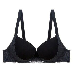 Youmita 40DD Black Floral Lace Overlay Bra NWT